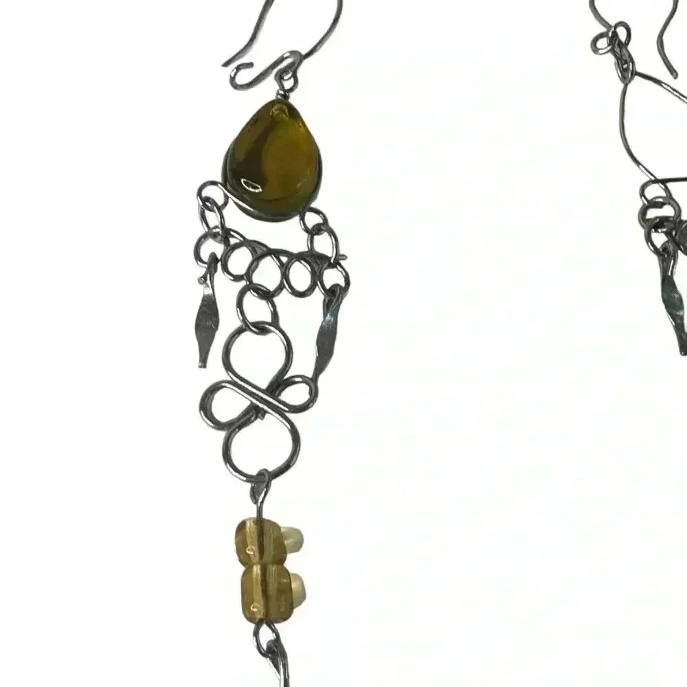 Super cool vintage earrings asymmetrical jewelry beaded